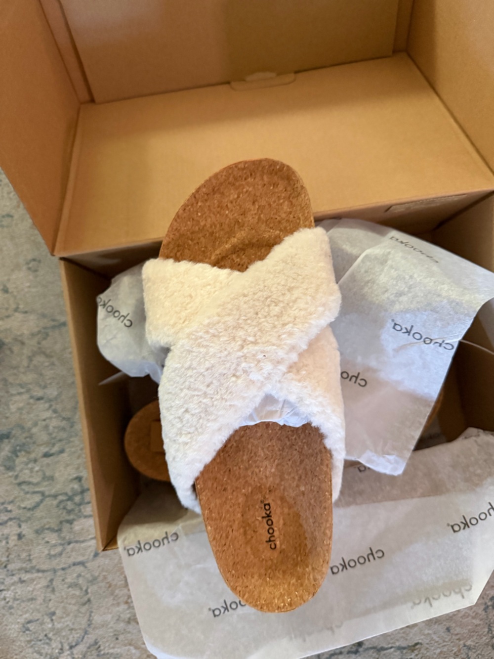 chooka Cream Faux-Shearling Cork Slide